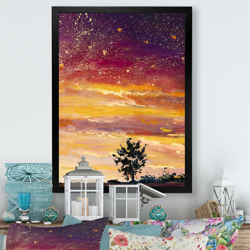 Futurist Sunset - Peinture, Toile avec cadre photo noir, H 20 po x l 12 po x P 1 po