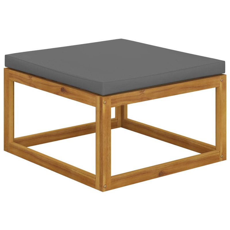 Repose-pieds vidaXL, bois naturel, bois d'acacia massif, polyester, Gris foncé