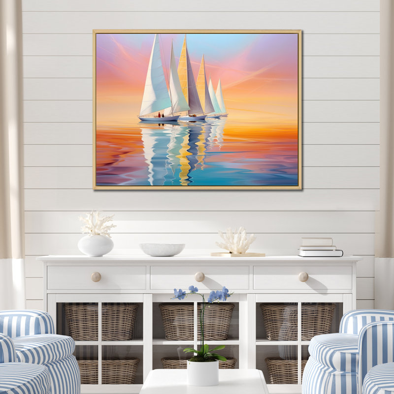 Deimer voilier harmonieux II - impression, 34" H x 44" W, Black Picture Framed