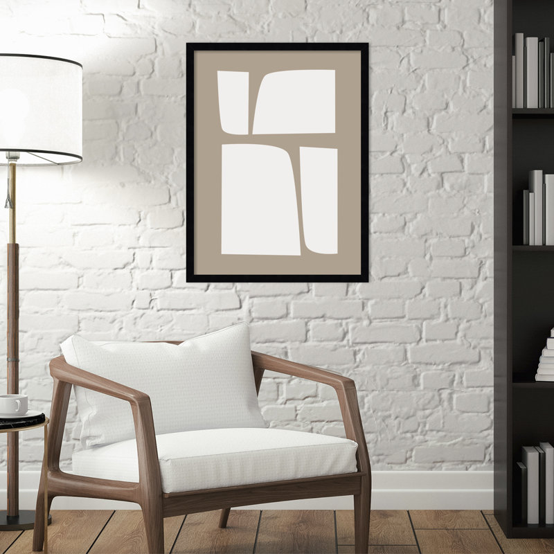 Neutral Abstract Aztec Shapes 2, Black, 41" H x 31" W x 1" D