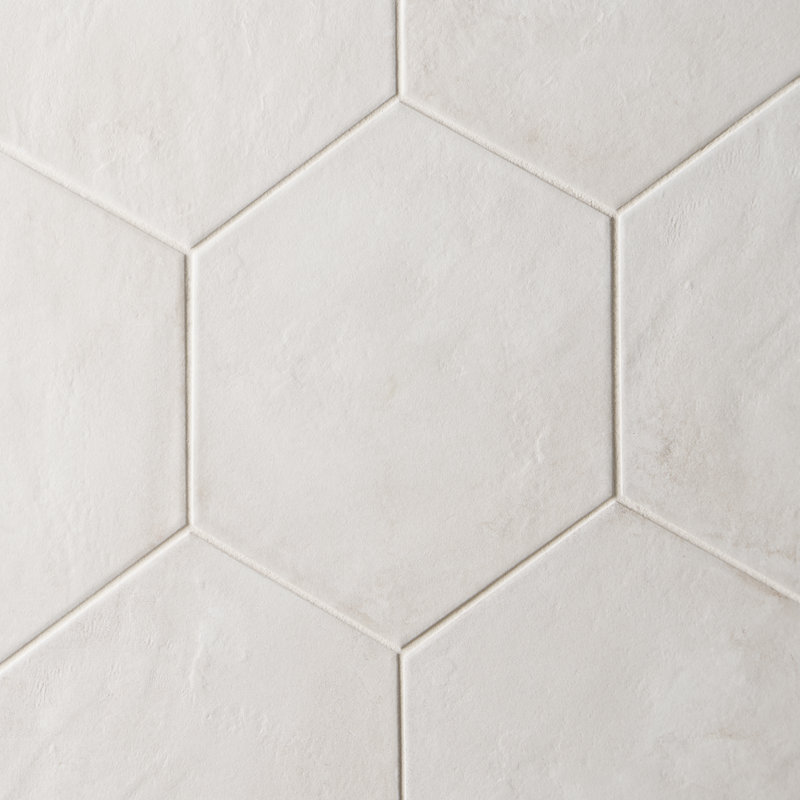 Dash 8,5 po. X 9,84 po. Carrelage hexagonal mat en porcelaine pour plancher et mur (12,66 pieds carrés / caisse), Bianco mat