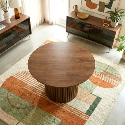Merlin Solid Wood Walnut Round Dining Table