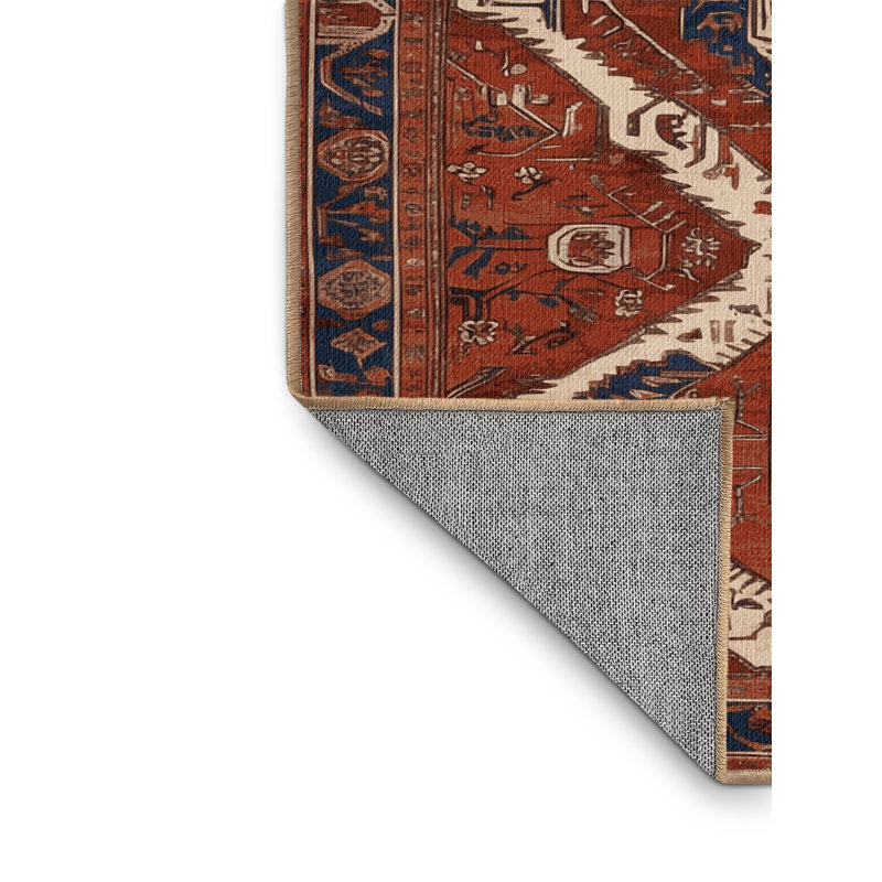 Tapis brun lavable à la machine, Rond 5 pi