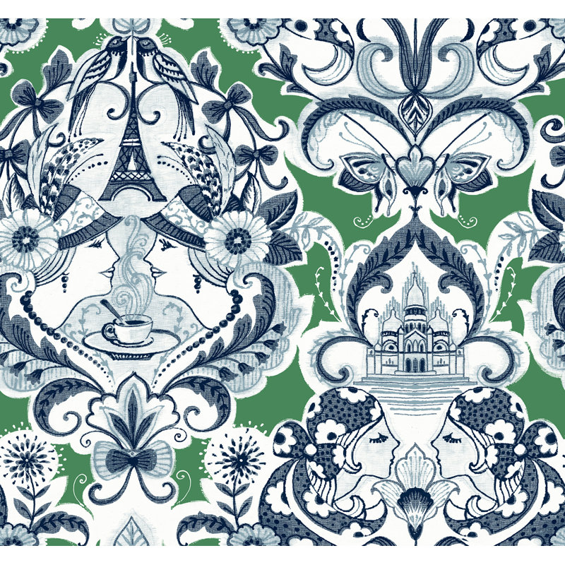 Rouleau de papier peint lisse L 27 pi x l 27 po Cheke Parisian, Vert