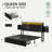 Queen Bed Frame with Storage Drawers & Headboard, Platform Bed with Led Light & Charging Station, Black-589060380-589060382
