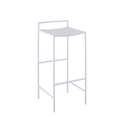 Tabouret de bar à dossier bas en métal blanc de 29,5 po de hauteur avec siège intégré Svelte Minimalist
