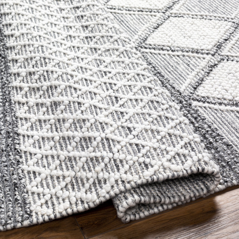 Aneria géométrique tissé à plat recyclé P.E.T. Tapis intérieur / extérieur gris, Rectangle 9 pi x 12 pi