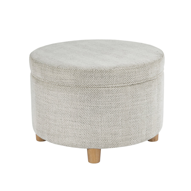 Repose-pieds avec rangement Biola, Cream Chevron Woven, Bois naturel