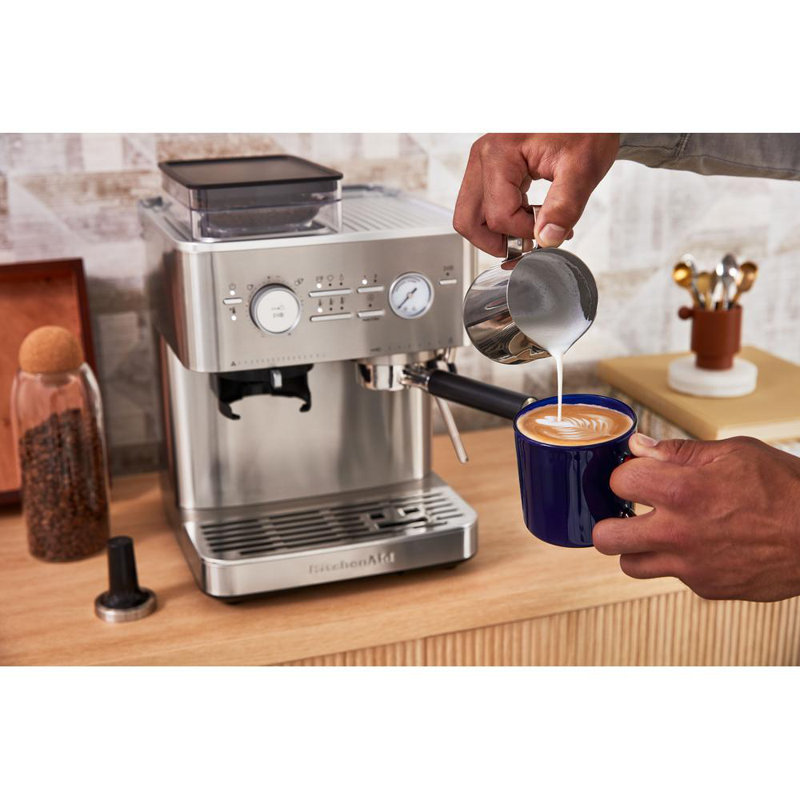 KitchenAid Semi Automatic Espresso Machine with Burr Grinder - Stainless Steel, Stainless Steel