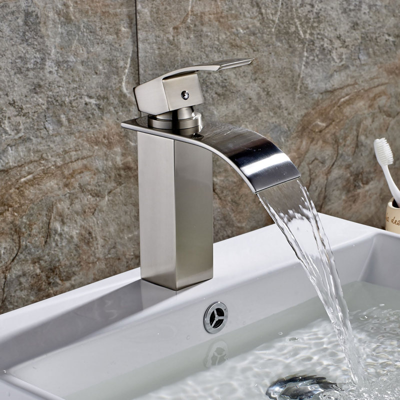 Single-Hole Single-handle Bathroom Faucet with Drain Assembly, Brushed Nickel