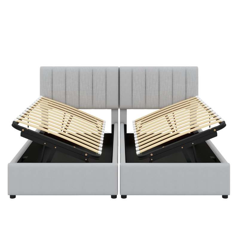 Lit plateforme luxueux avec rangement hydraulique, gris