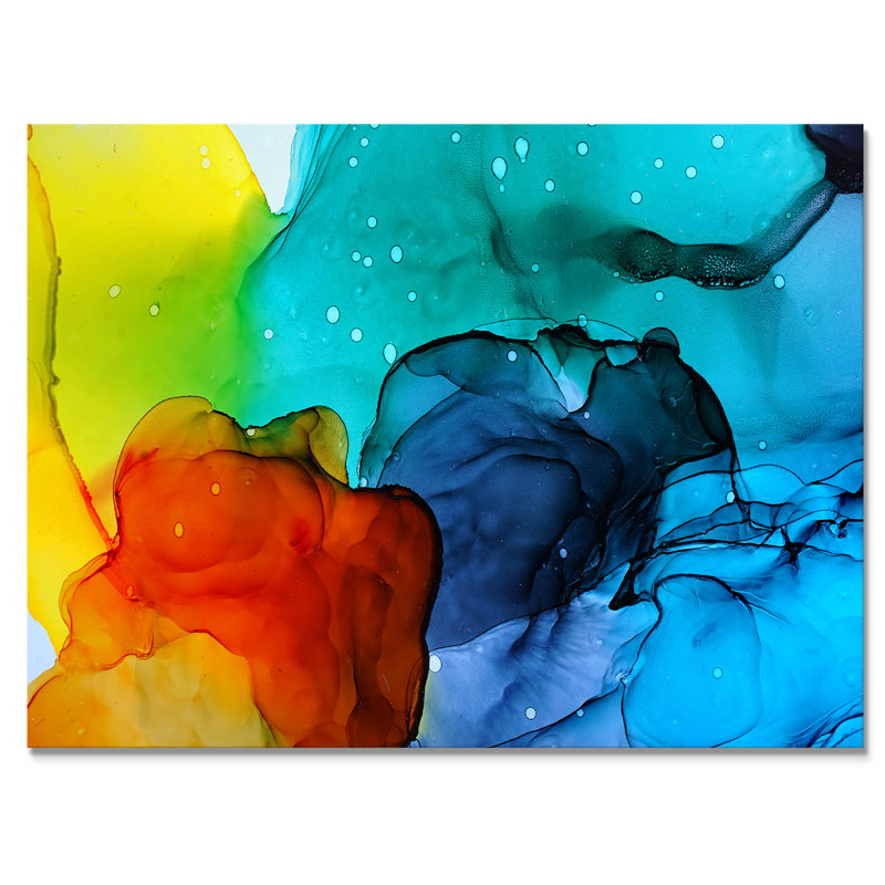Combat de couleur d'encre liquide - reproduction sur toile, H 12 po x l 20 po x P 1 po, Toile tendue