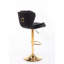 Ensemble de 2 tabourets de bar, avec repose-pieds chromé et base pivotante à hauteur réglable en velours mécanique + tabouret de bar simple Golden Leg - noir-117042366-117042364