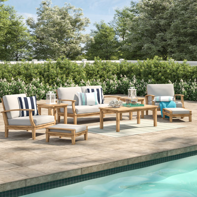 Modway Pier Teak Wood Outdoor Patio 8-piece Sofa Set