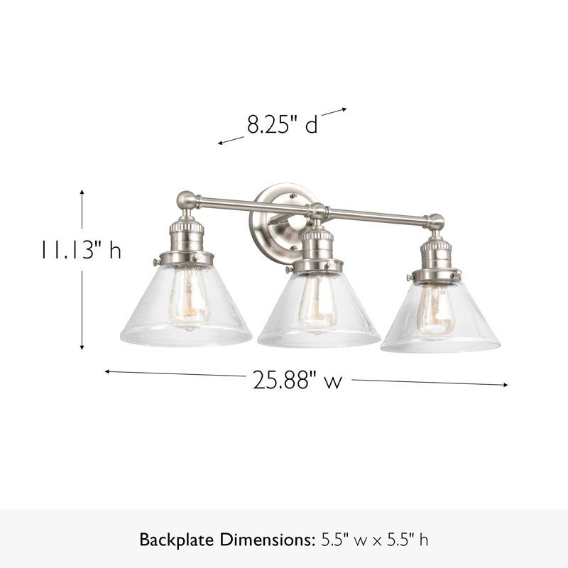 Éclairage de salle de bain à intensité variable 3 lumières Vannatta, Nickel satiné