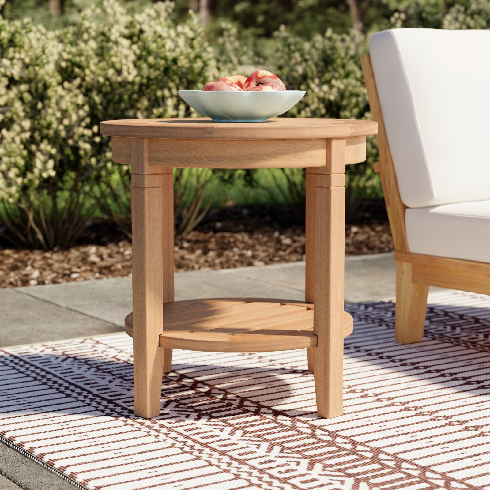 Colden Teak Outdoor Side Table, Natural Teak, 18"