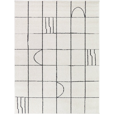 Simonis Cream/Black Casual Contemporary Area Rug