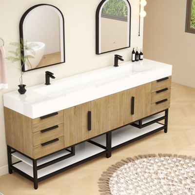 Finition du meuble-lavabo sur pied simple 84 po Jessica / Base: Chêne teck
