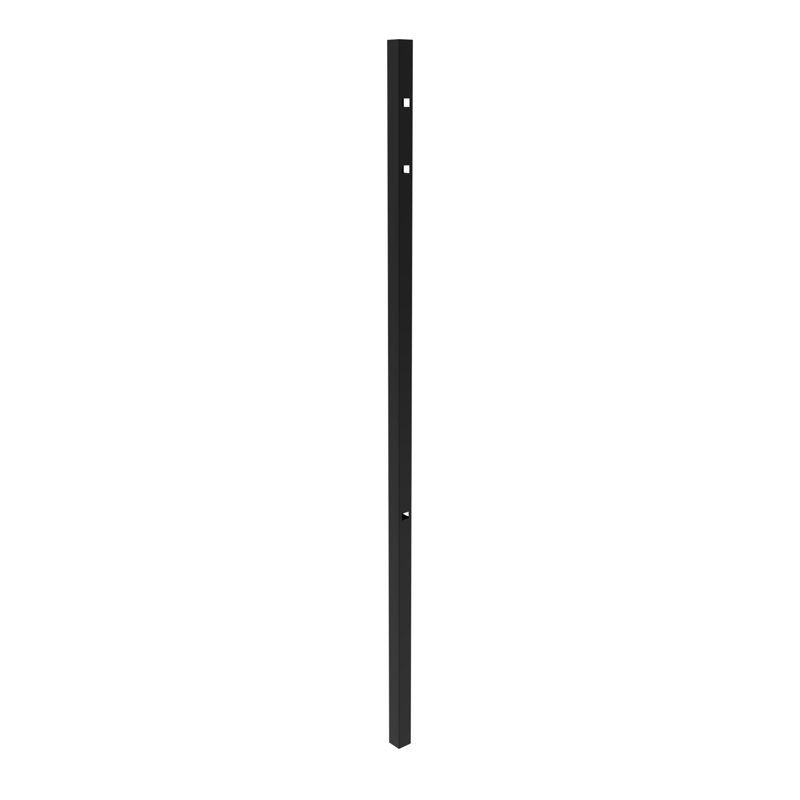 Athens 2-in x 2-in x 7-ft Gloss Black Aluminum Pressed Spear Fence Corner Post