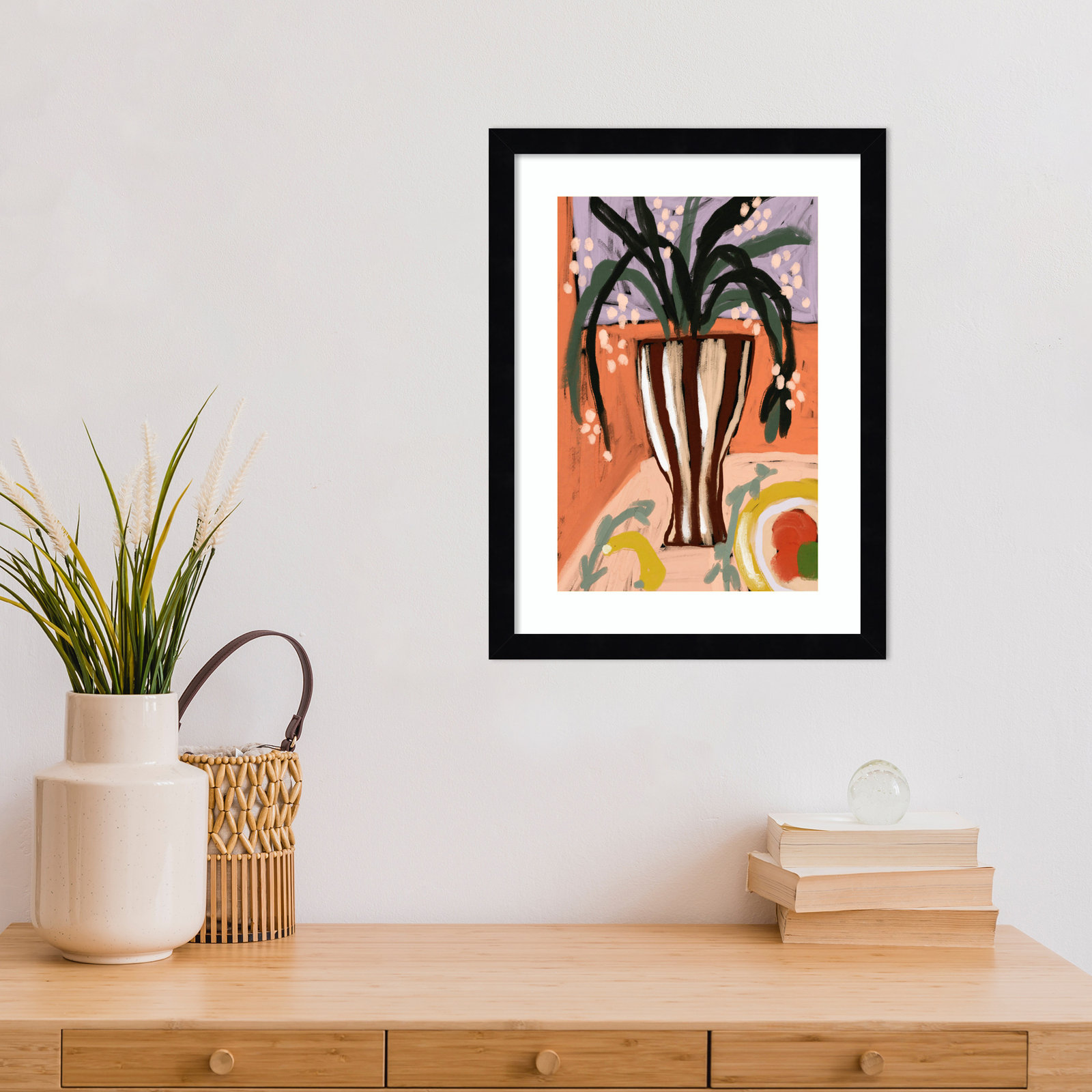Floral Still Life No. 3 Print, 17" H x 13" W, Black