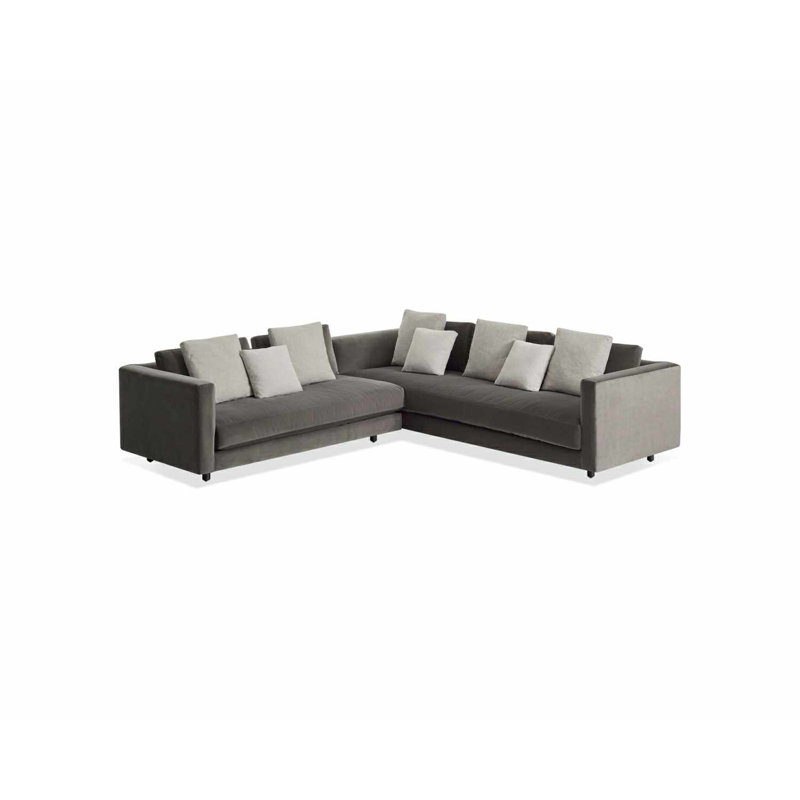 Hands Down Sectional, Camel Velvet/Sanford Navy, Left Hand Facing, Tofte Navy Polyester Blend