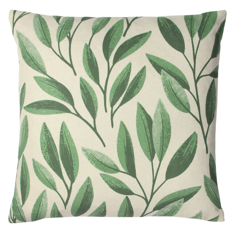 Floral Square Throw Pillow Cover, Forest Green