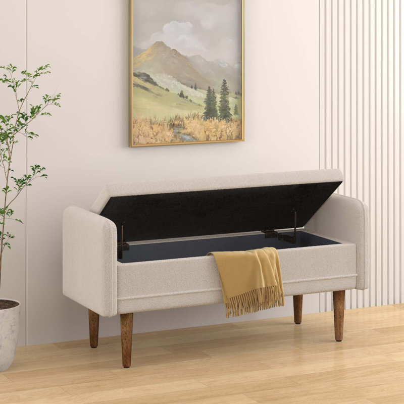Tabouret de rangement en velours Teddy