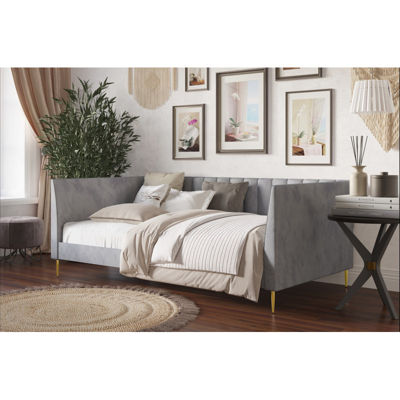 Maidste Upholstered Daybed, Silver Gray