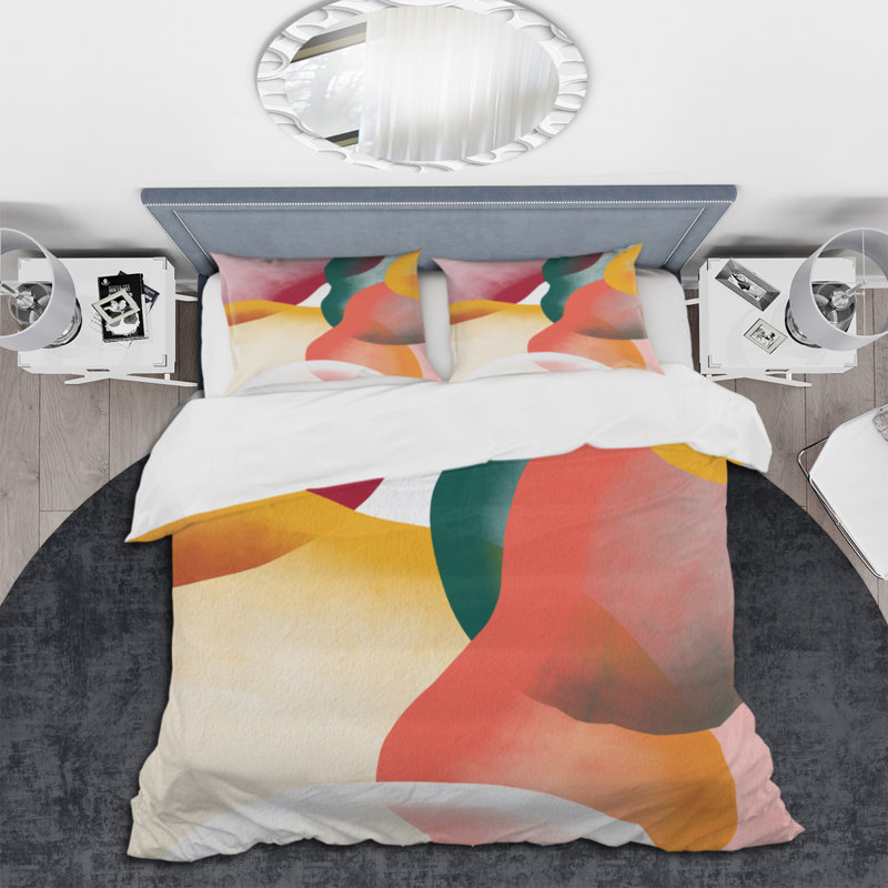 Ensemble de housse de couette en microfibre rouge / vert, Housse de couette pour grand lit et 2 taies décor