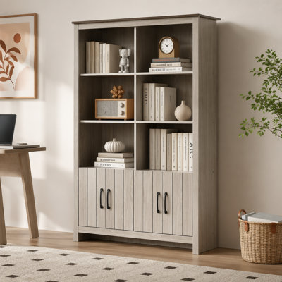 47"W Bookcase Shelf with Cabinet Doors