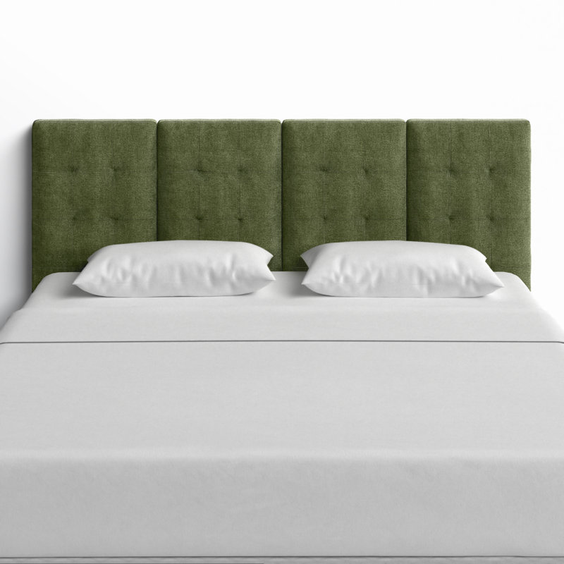 Napa Bed Headboard in Distressed Green Velvet, King