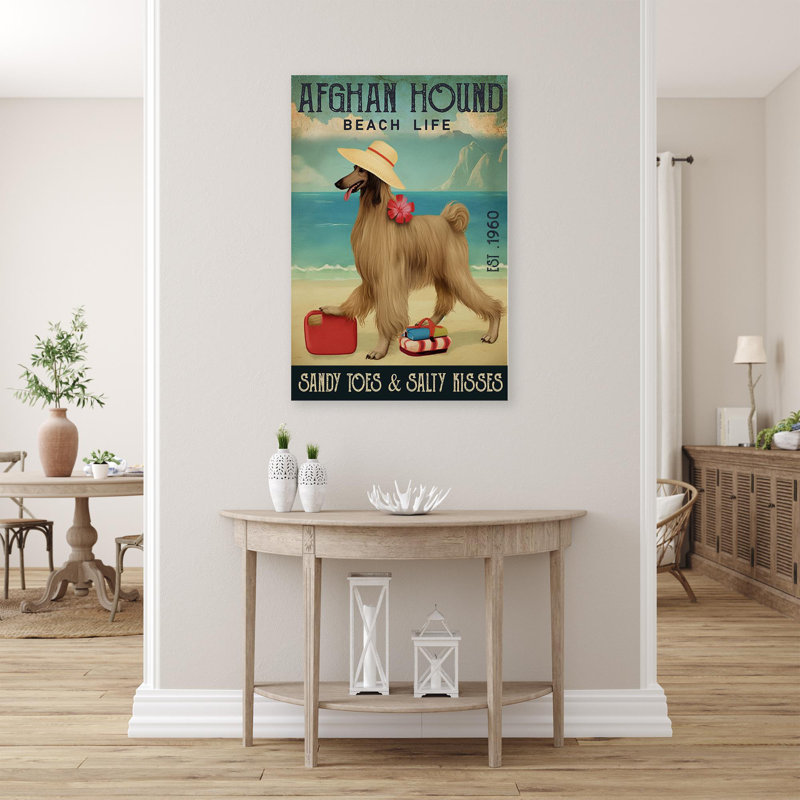 «Afghan Hound Beach Life», impression sur toile, H 36 po x l 24 po x P 1,25 po