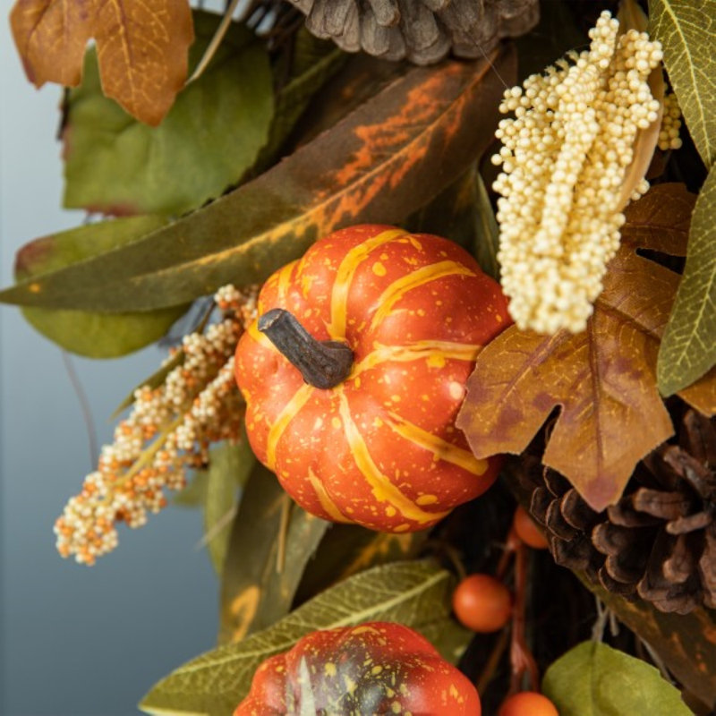 27"H Fall Pumpkin Leaf Teardrop