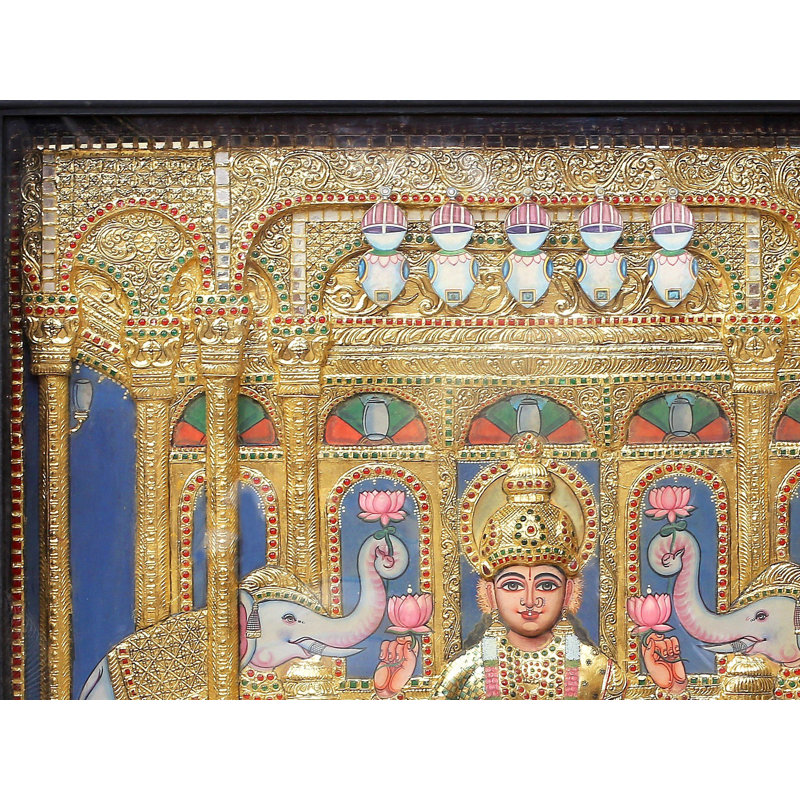 Déesse Lakshmi dans un Mandap Tanjore, peinture