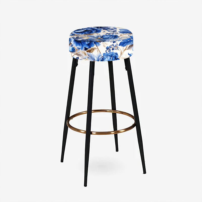 Cobalt Blue Renaissance Victorian Pattern - Floral Bar Stools Set Of 2