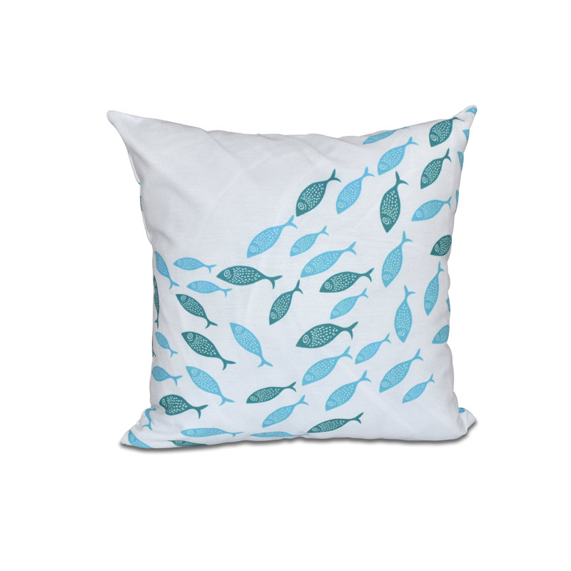 Beach Vacation Outdoor Reversible Throw Pillow, 18" H x 18" W, Blue