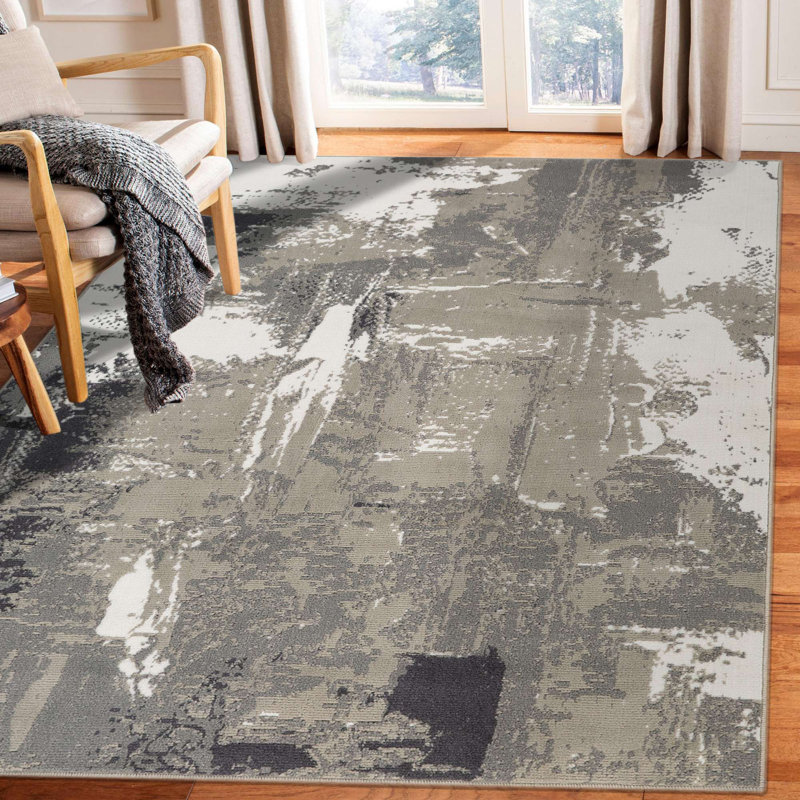 Tapis gris / ivoire Nemaha, Rectangle 10 pi 6 po x 13 pi 9 po