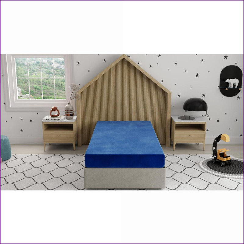 Matelas | Matelas simple imperméable 7 po Kids Pedic | Mousse | Bleu ciel, Lit simple