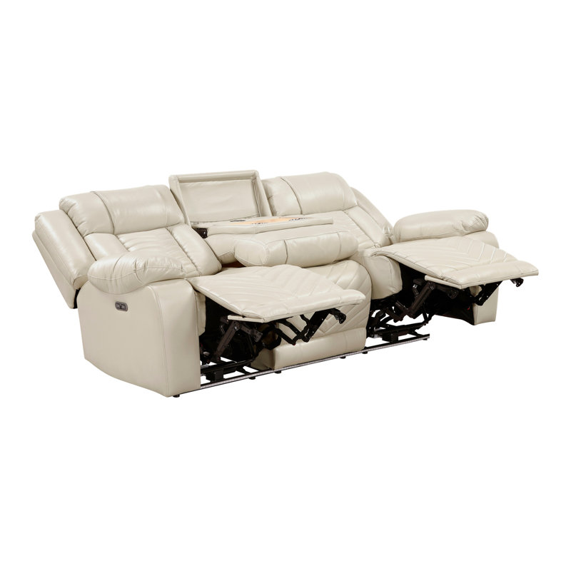 Sensa G00727A-RS - Canapé inclinable électrique avec table et ceinture à DEL beige, Similicuir beige