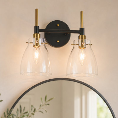 2-Light Dimmable Bell Clear Glass Modern Bathroom Vanity Light