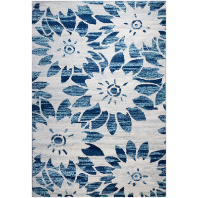 Tapis floral bleu