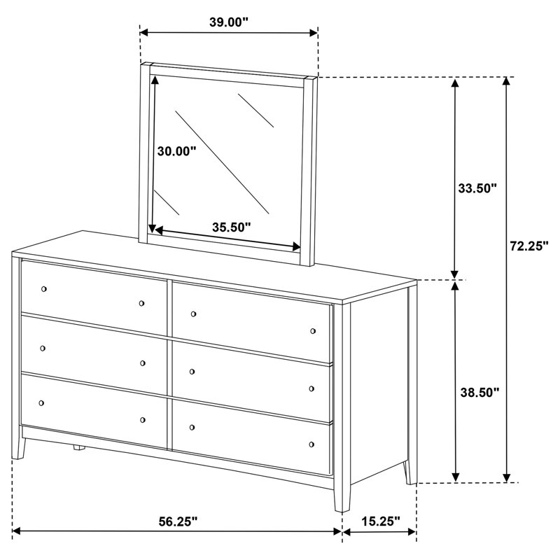 Commode 6 tiroirs Lise cacao foncé