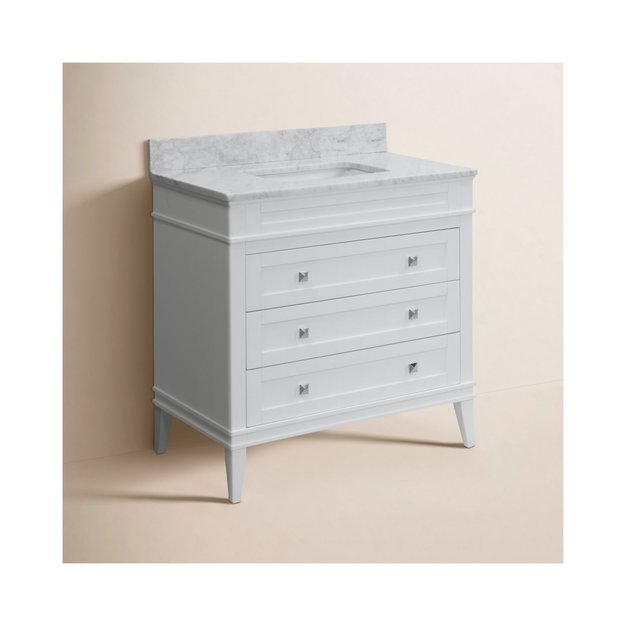 Frankfurt 30'' Single Bathroom Vanity, White, Carrara Marble