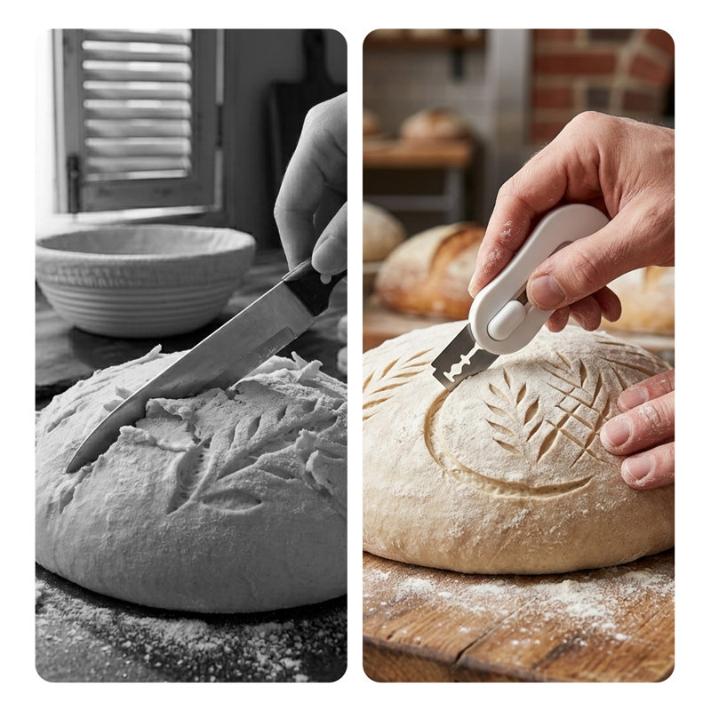 Cheer Collection Retractable Sourdough Bread Lame with Magnetic Back and 5 Replacement Blades