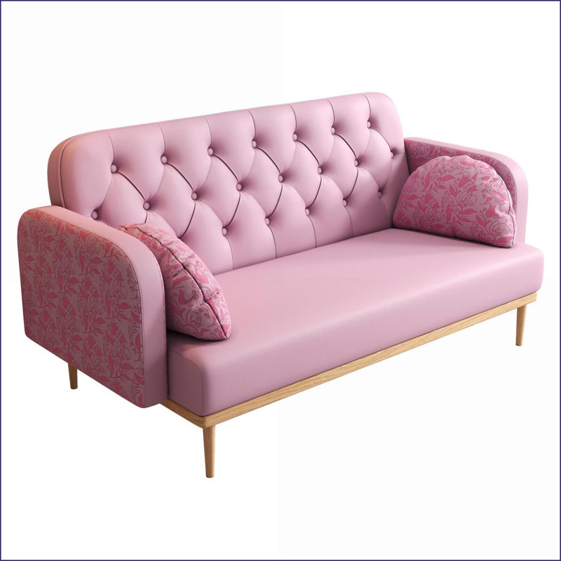 Causeuse moderne en PU avec coussins pour petits espaces Sofas Modern Rose clair | Bois massif