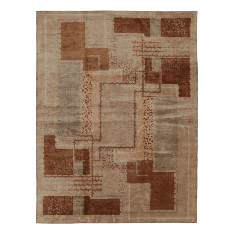 Art Deco One-of-a-Kind 9'3X12'3 Hand Knotted Area Rug