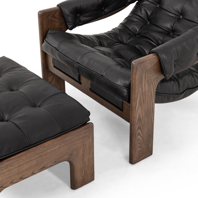 Halston Chair with Ottoman, Heirloom Black