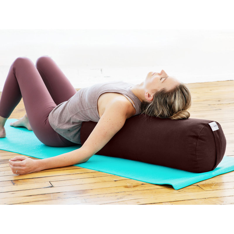 Brown Cylindrical Cotton Yoga Bolster Pillow