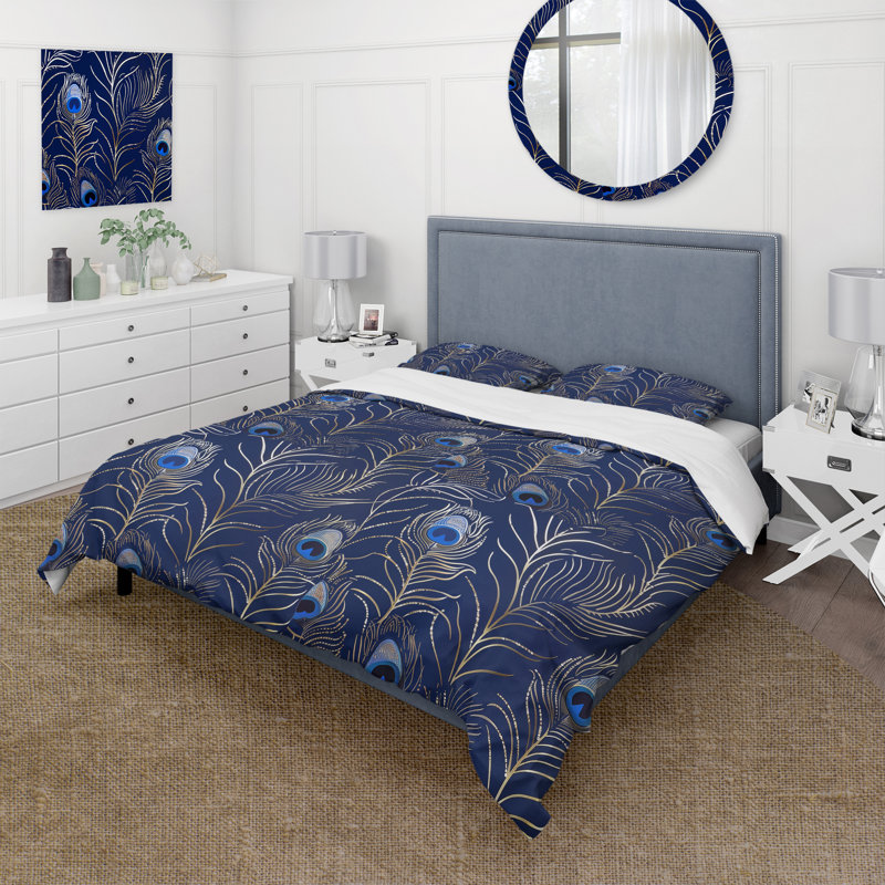 Ensemble de housse de couette Blue Boho Feathers I - Boho, Housse de couette très grand et 2 très grandes t