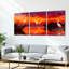 Ensemble de 3 tableaux sur toile tendue représentant un héron au coucher du soleil-658378463